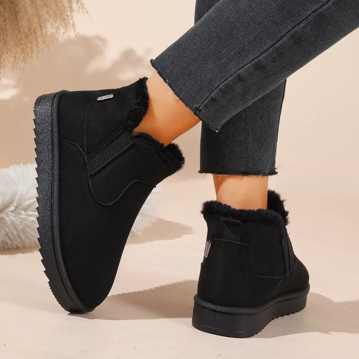 Modern Finesse Winter Walk Plush-Lined Suede Ankle Boots