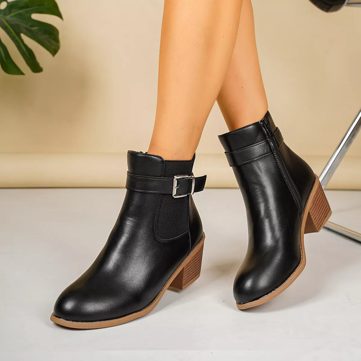 Modern Finesse Sharp Step Point-Toe Block-Heel Boots