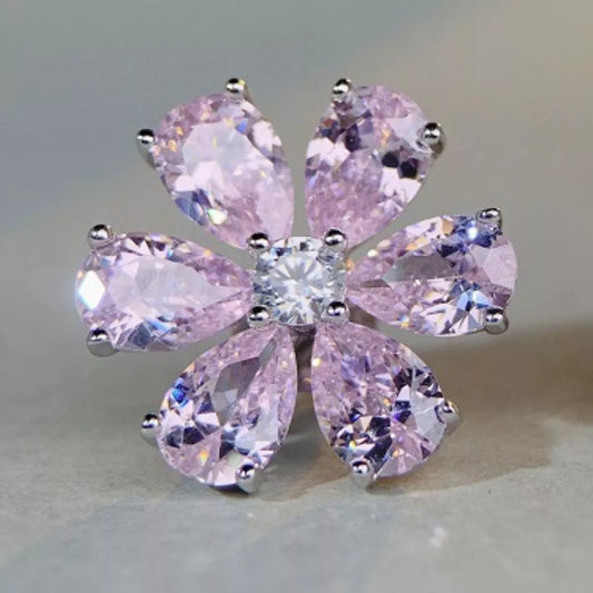 HOF Seren 925 Sterling Silver Zircon Flower Earrings
