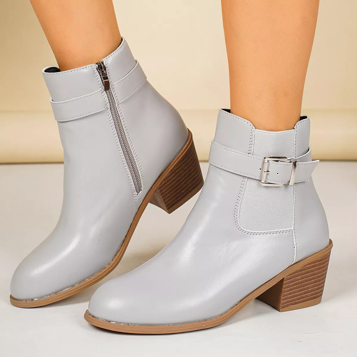 Modern Finesse Sharp Step Point-Toe Block-Heel Boots