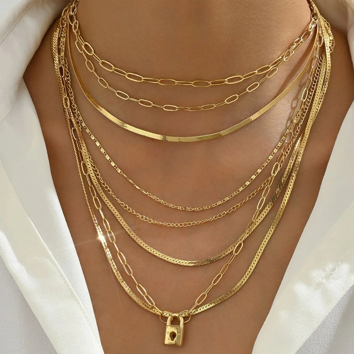 HOF Vale 18K Gold-Plated Stainless Steel Multi-Layer Necklace