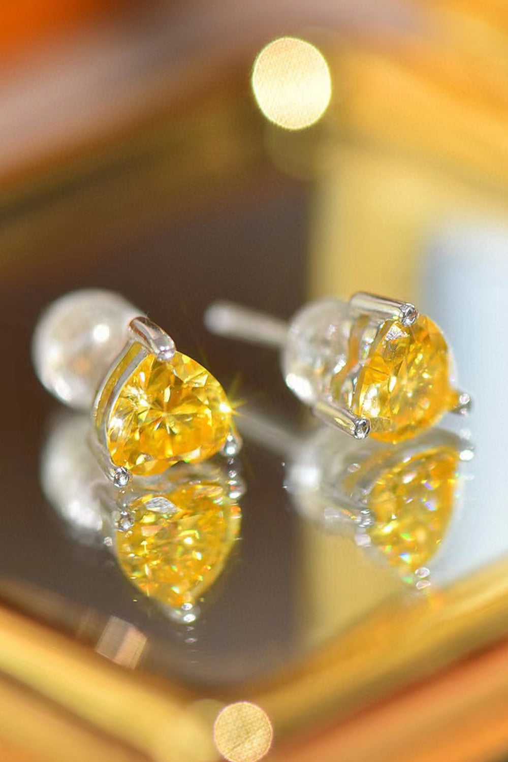 HOF Solace 2 Carat Yellow Heart Moissanite Platinum-Plated Earrings