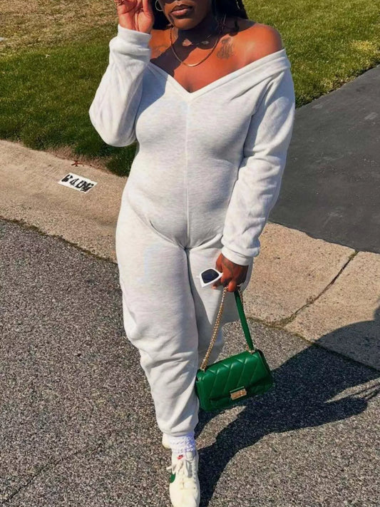 Modern Finesse Seren Off-Shoulder Long Sleeve Casual Jumpsuit
