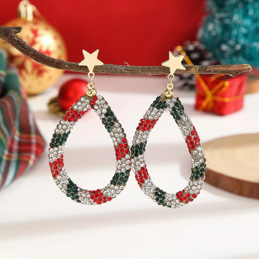 HOF Flora Christmas Rhinestone Teardrop Earrings