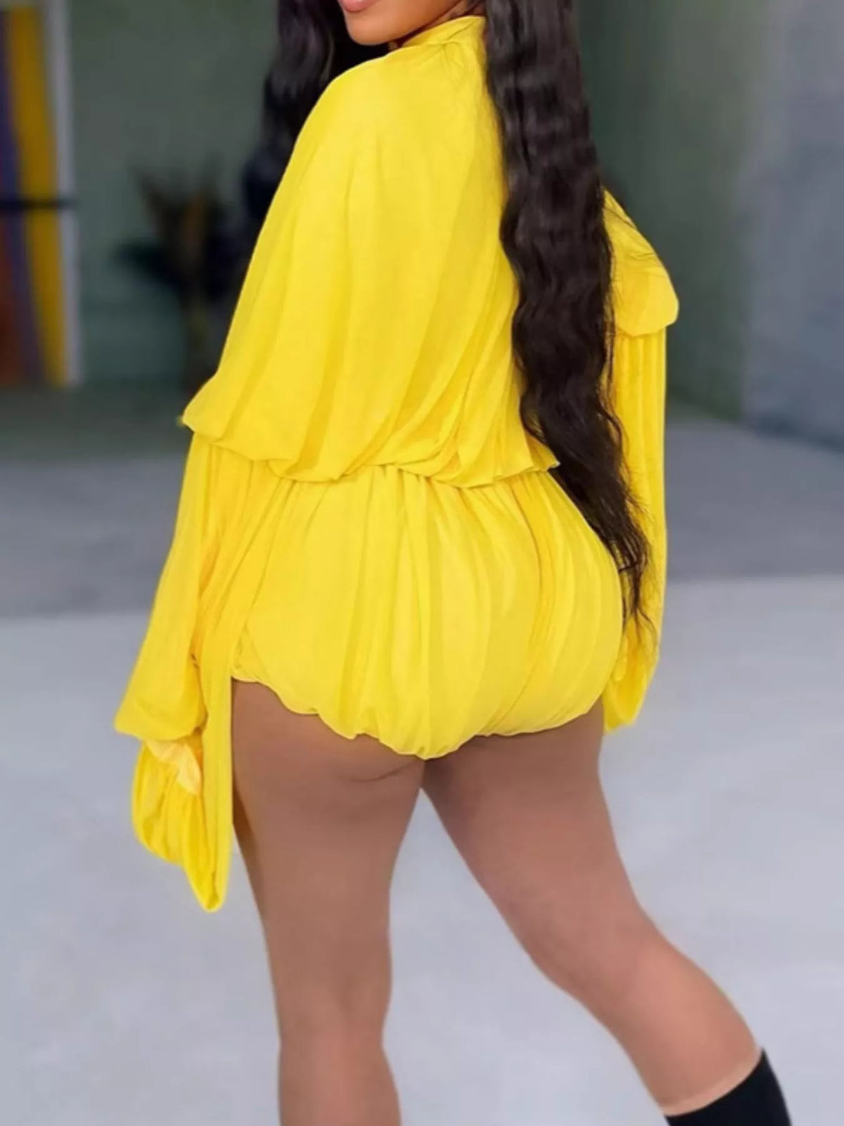 Modern Finesse Marlowe Pleated Bell Sleeve Romper