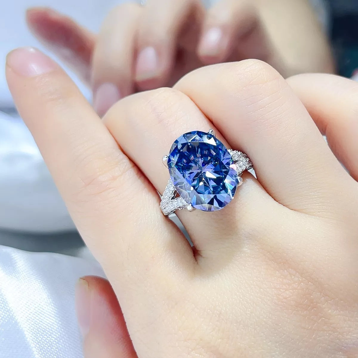 House Of Finesse Imperial Blue 10 Carat Moissanite Ring