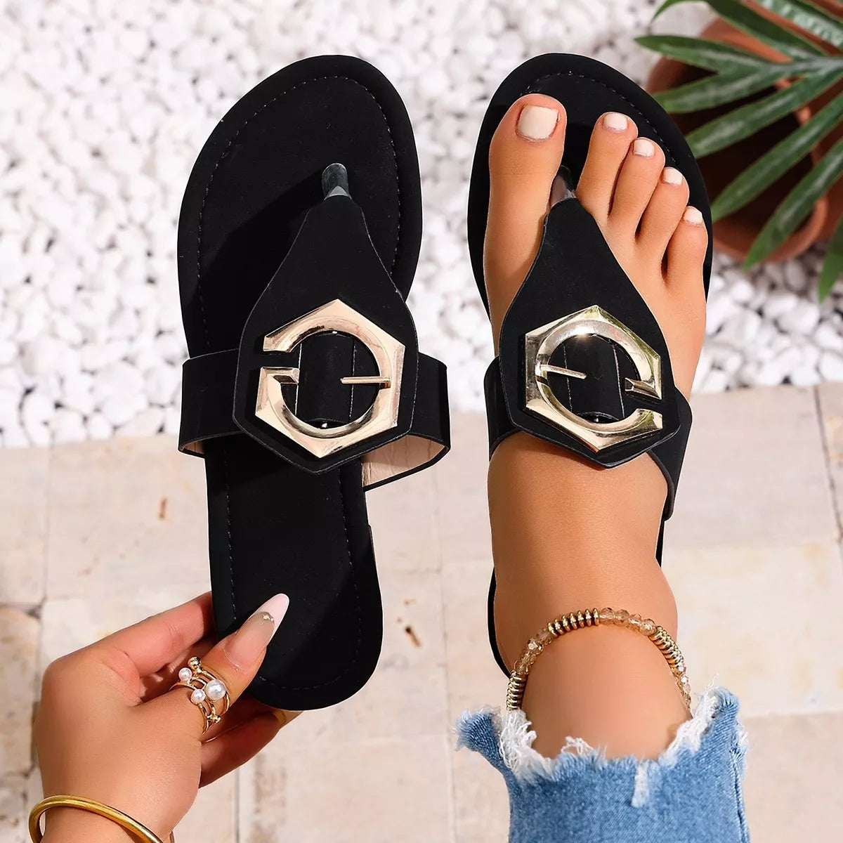 Modern Finesse Celine Toe-Post Sandals