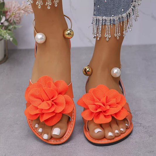 Modern Finesse Eden Flower Open-Toe Flat Sandals