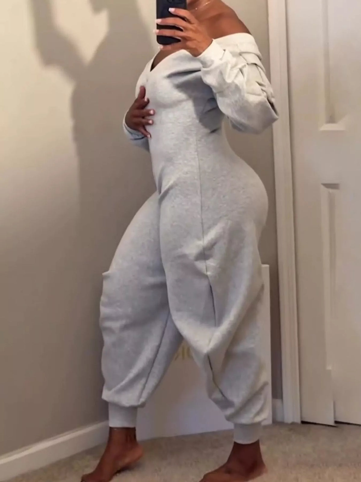 Modern Finesse Seren Off-Shoulder Long Sleeve Casual Jumpsuit