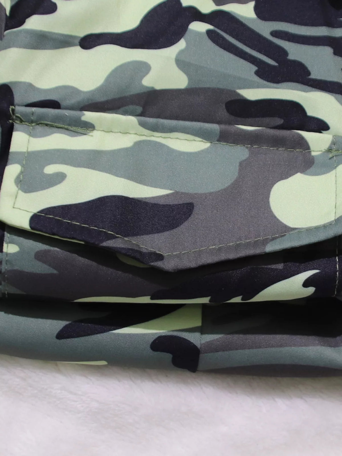 Modern Finesse Vale Camouflage Button Front Tie Waist Romper