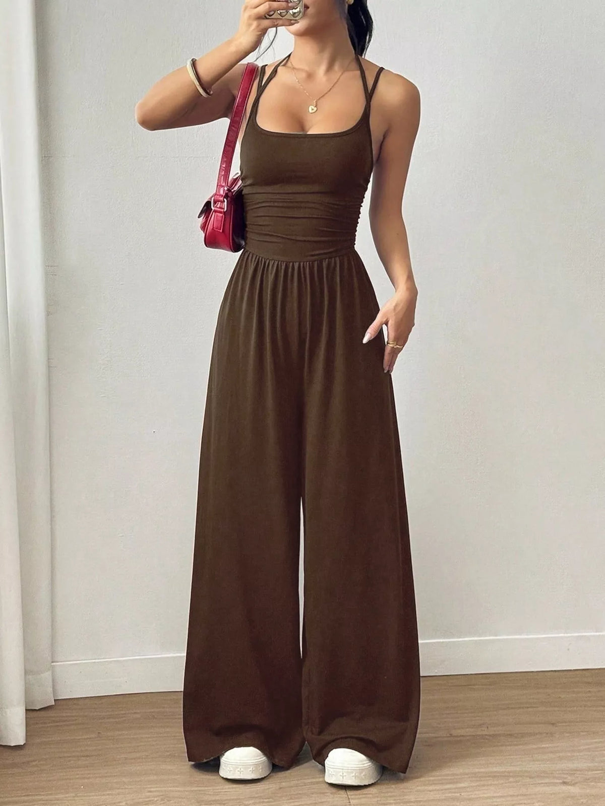 Modern Finesse Brielle Spaghetti Strap Wide-Leg Jumpsuit
