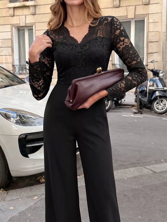Modern Finesse Mira Lace Long Sleeve Wide-Leg Jumpsuit