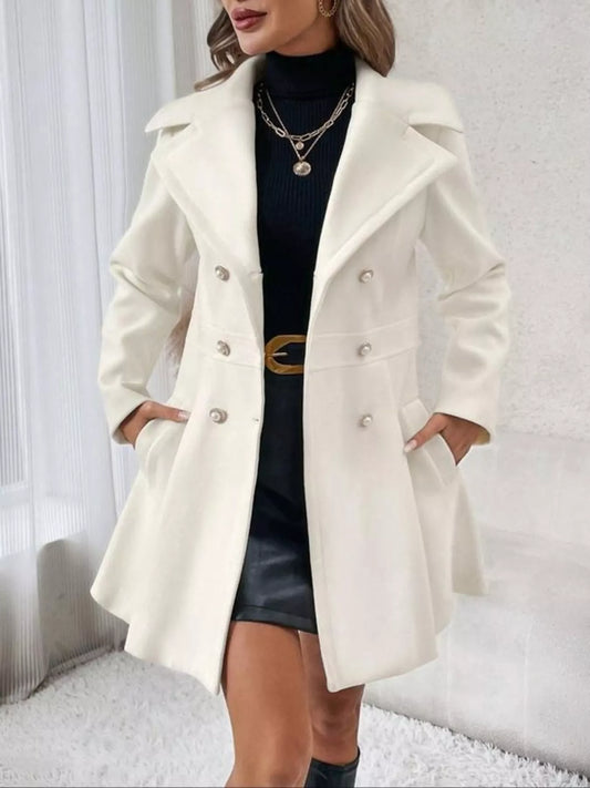 Modern Finesse Celine Double-Breasted Peplum Coat