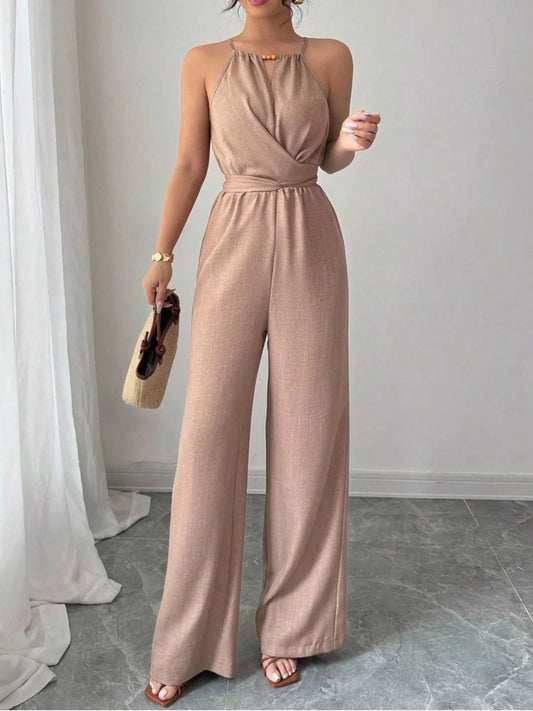 Modern Finesse Celine Sleeveless Tie Waist Wide-Leg Jumpsuit
