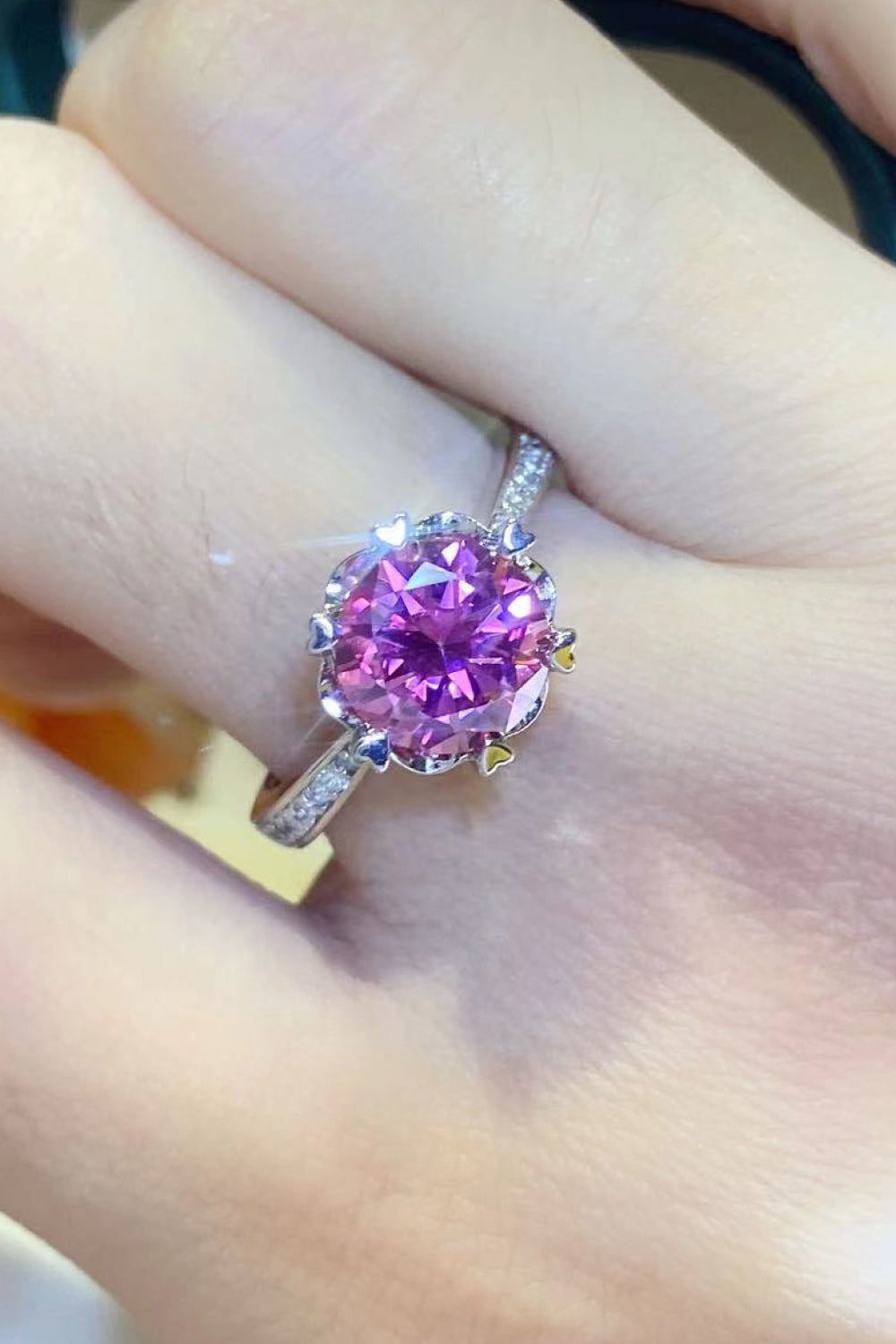 House Of Finesse Rose Radiance 2 Carat Moissanite Ring in pink