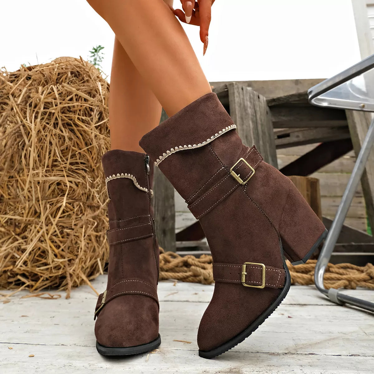 Modern Finesse Regent Suede Point-Toe Mid-Heel Boots - product view 7