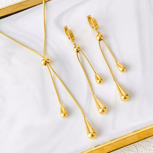 HOF Noelle Teardrop Pendant Necklace and Earrings Jewelry Set