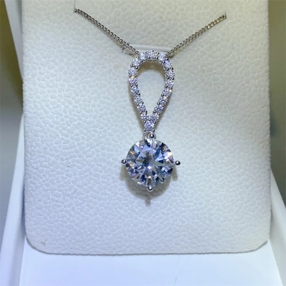 House Of Finesse Teardrop Radiance 5 Carat Moissanite Necklace in silver
