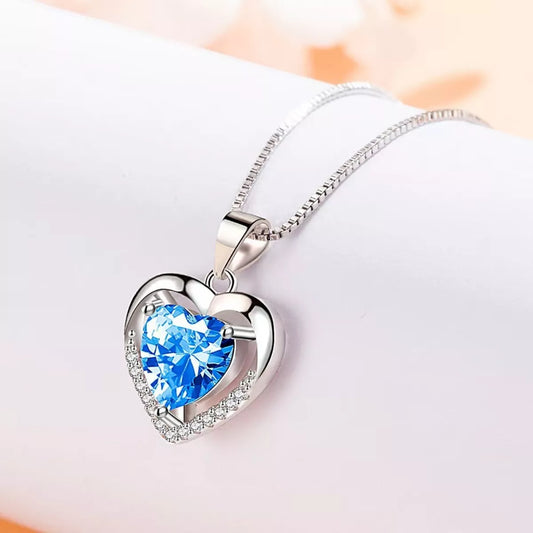 HOF Celine 925 Sterling Silver Zircon Heart Necklace