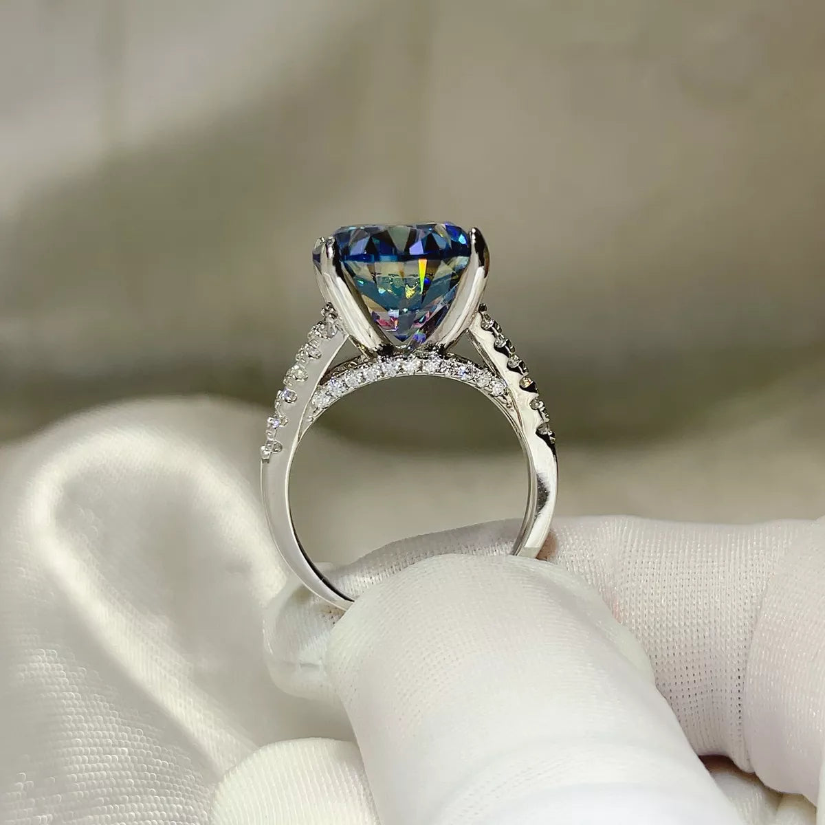 House Of Finesse Imperial Blue 10 Carat Moissanite Ring