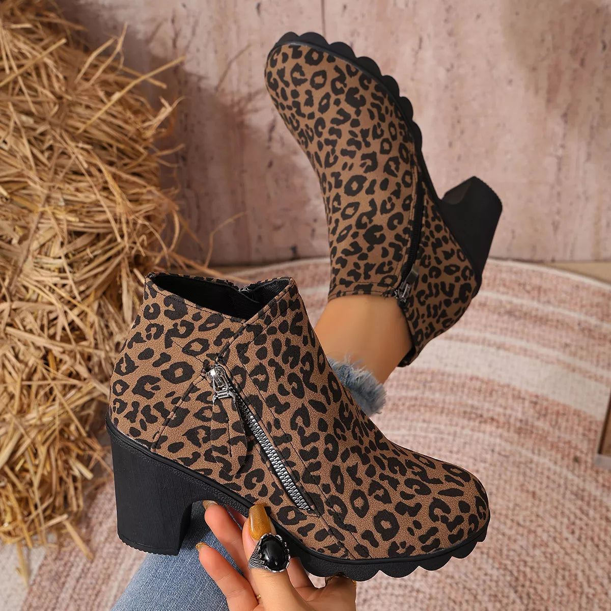 Modern Finesse Hazel Round-Toe Block Heels Boots