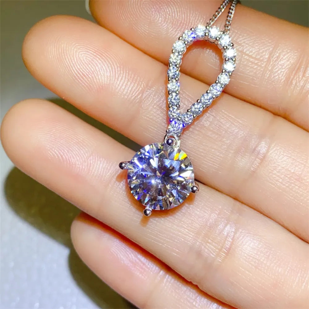 House Of Finesse Teardrop Radiance 5 Carat Moissanite Necklace in silver