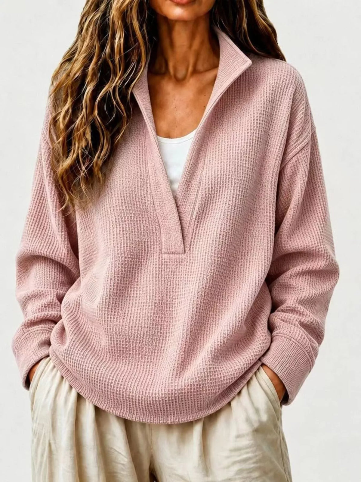 Modern Finesse Slow Sunday Waffle Sweatshirt