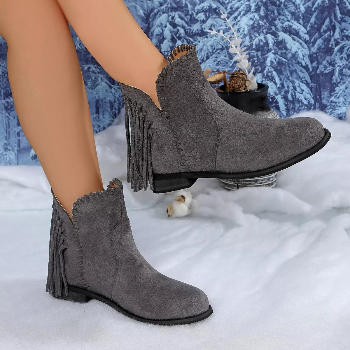 Modern Finesse Meridian Fringe Point-Toe Ankle Boots - product view 11