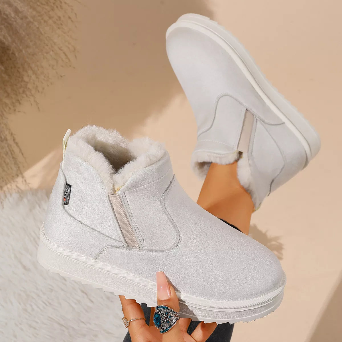 Modern Finesse Winter Walk Plush-Lined Suede Ankle Boots