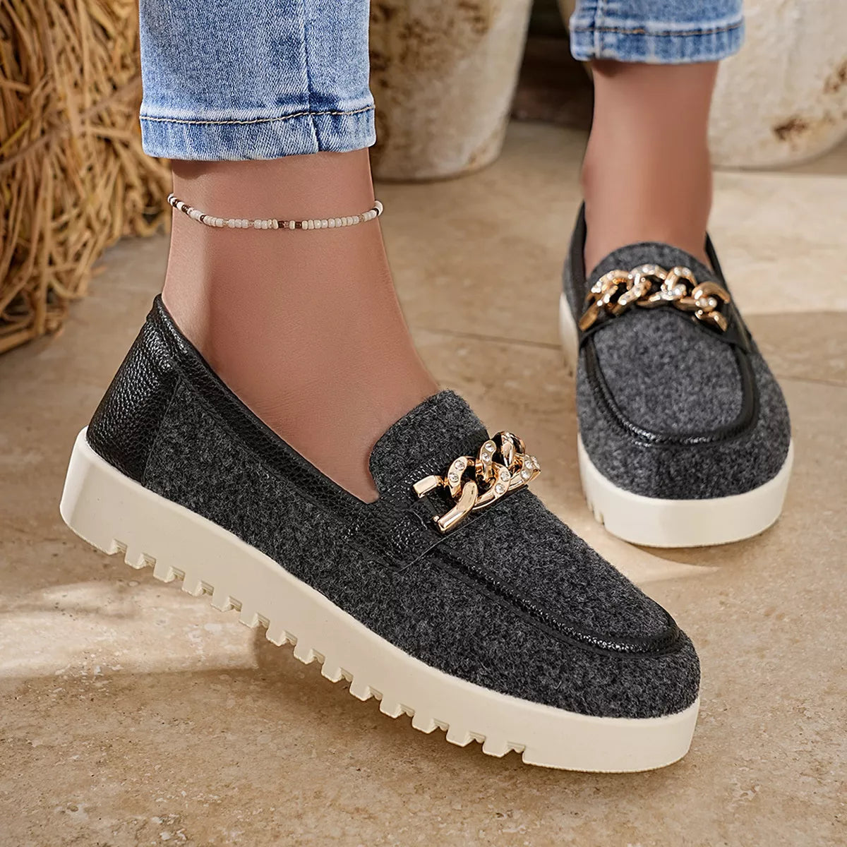 Modern Finesse Platform Line Round-Toe Slip-Ons