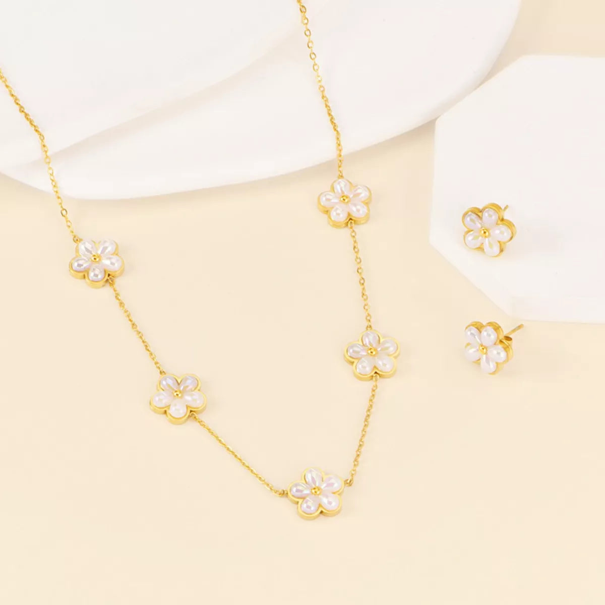 HOF Solace 18K Gold-Plated Flower Jewelry Set