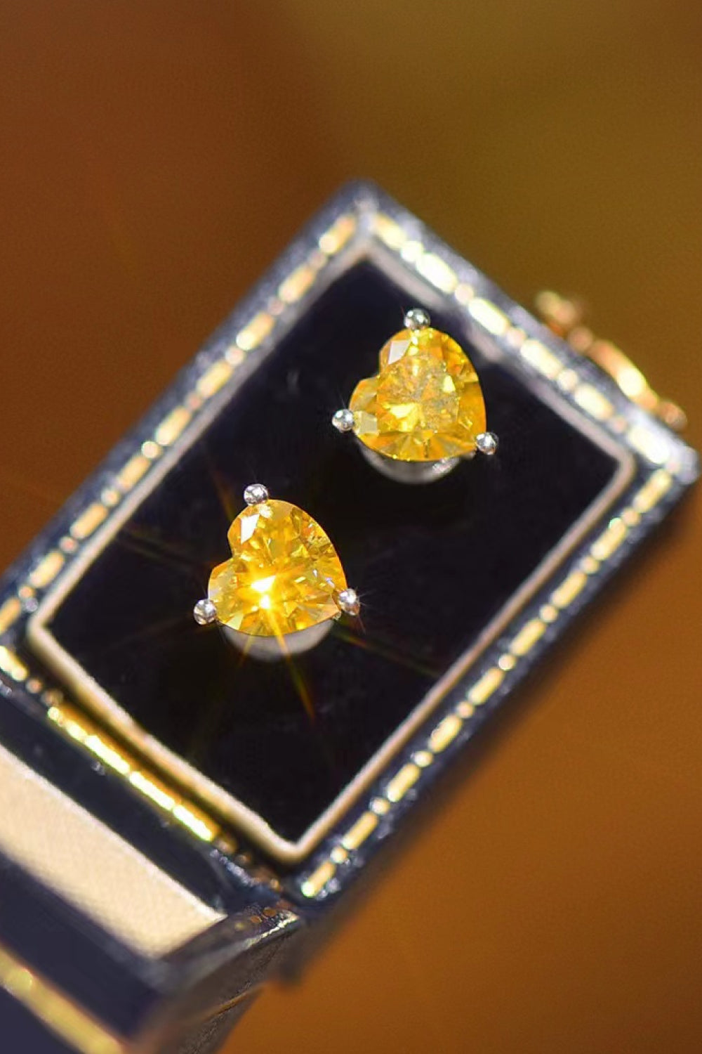 HOF Solace 2 Carat Yellow Heart Moissanite Platinum-Plated Earrings