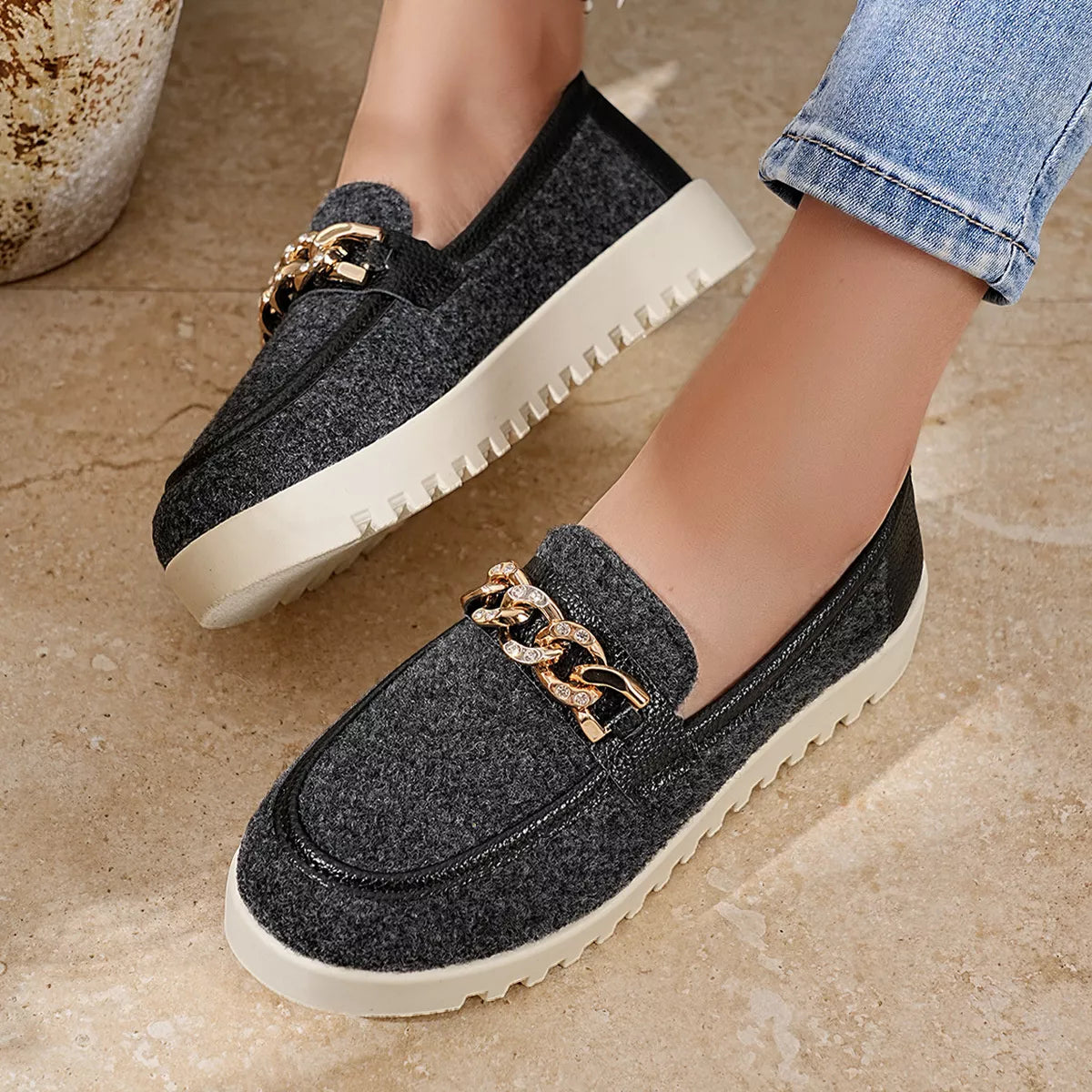 Modern Finesse Platform Line Round-Toe Slip-Ons