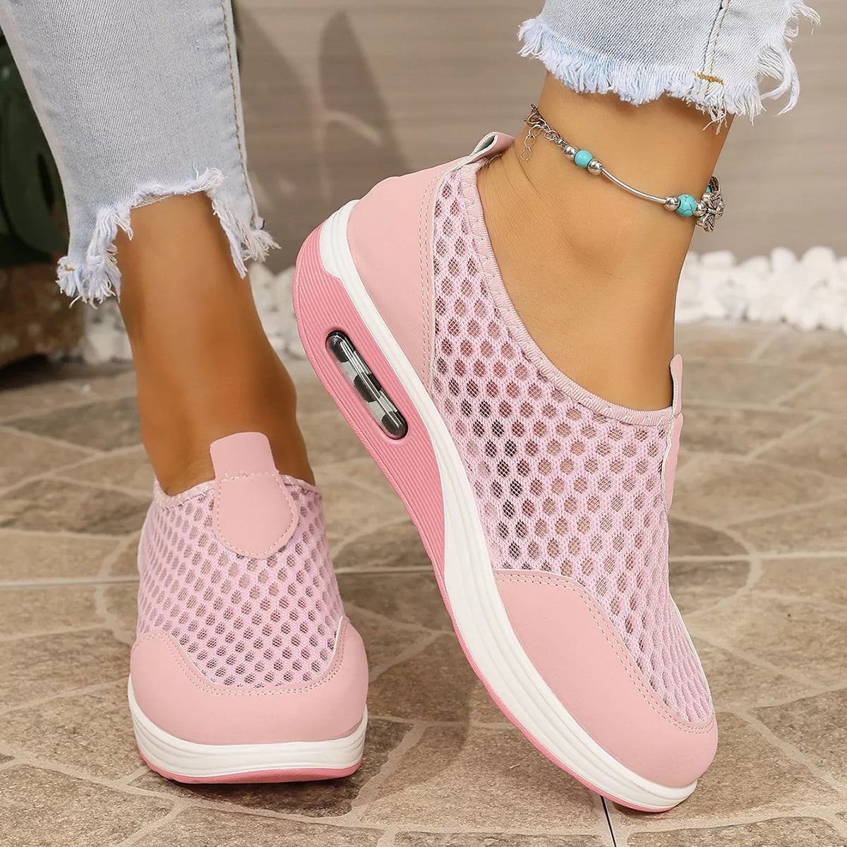 Modern Finesse Sienna Breathable Mesh Wedge Slip-Ons