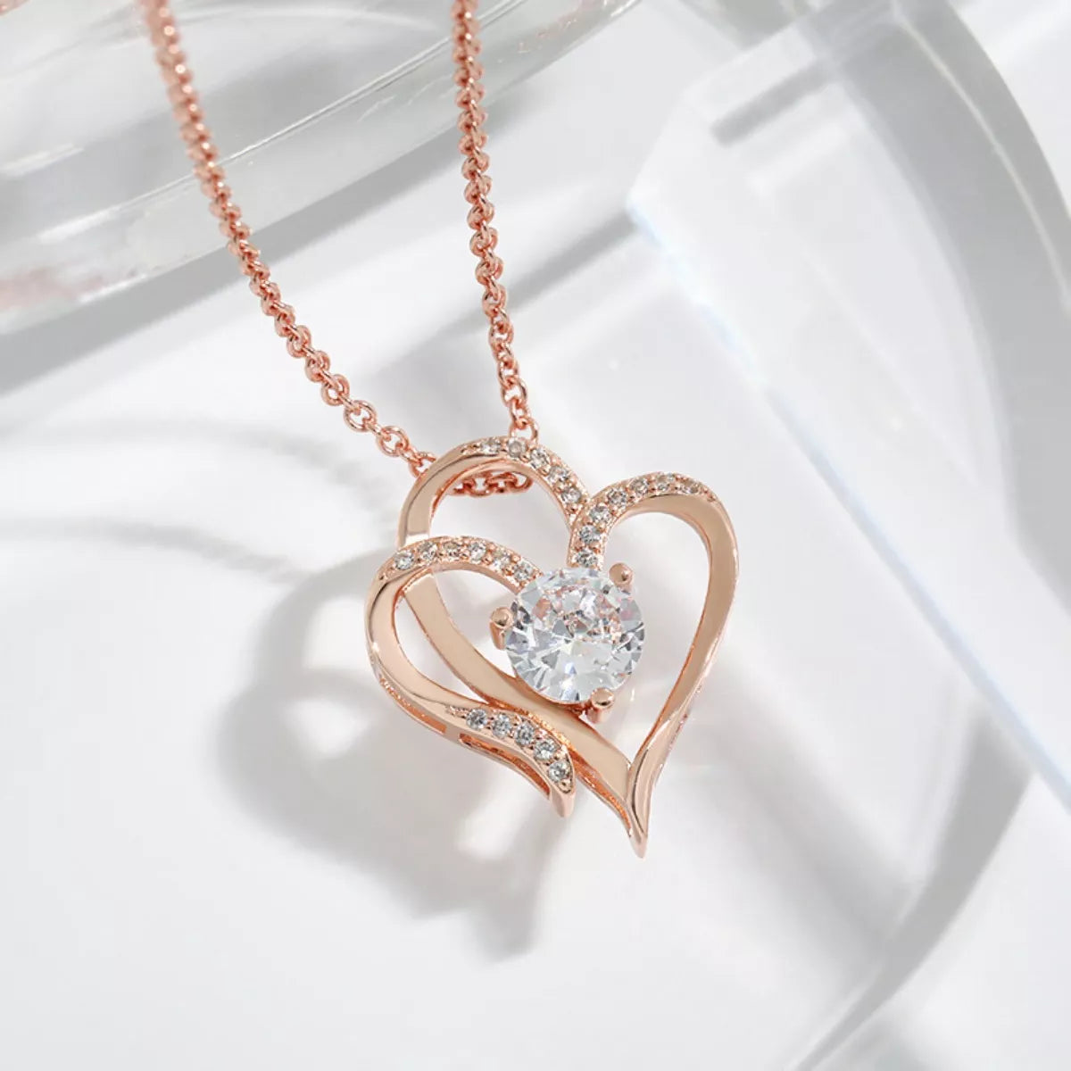 HOF Amara 925 Sterling Silver Zircon Heart Necklace