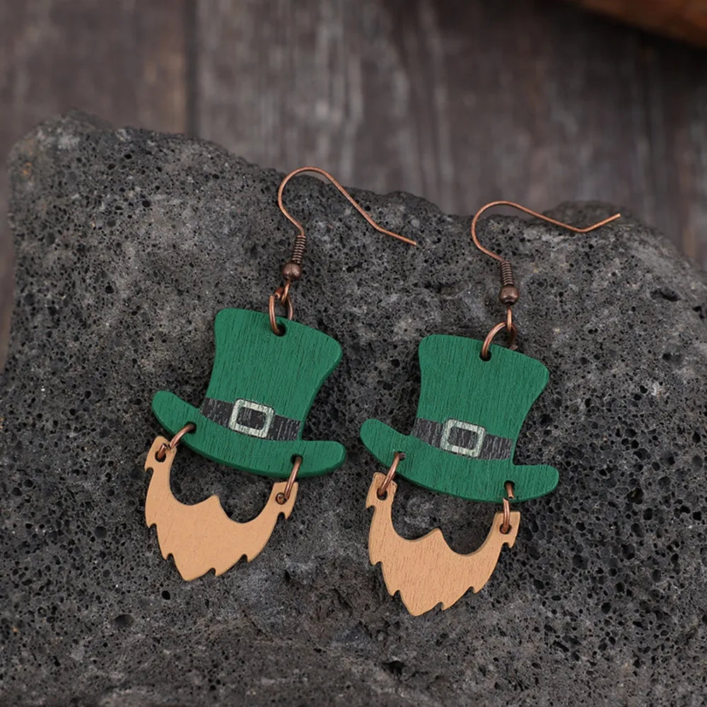 HOF Vale Wooden Hat Shape Dangle Earrings