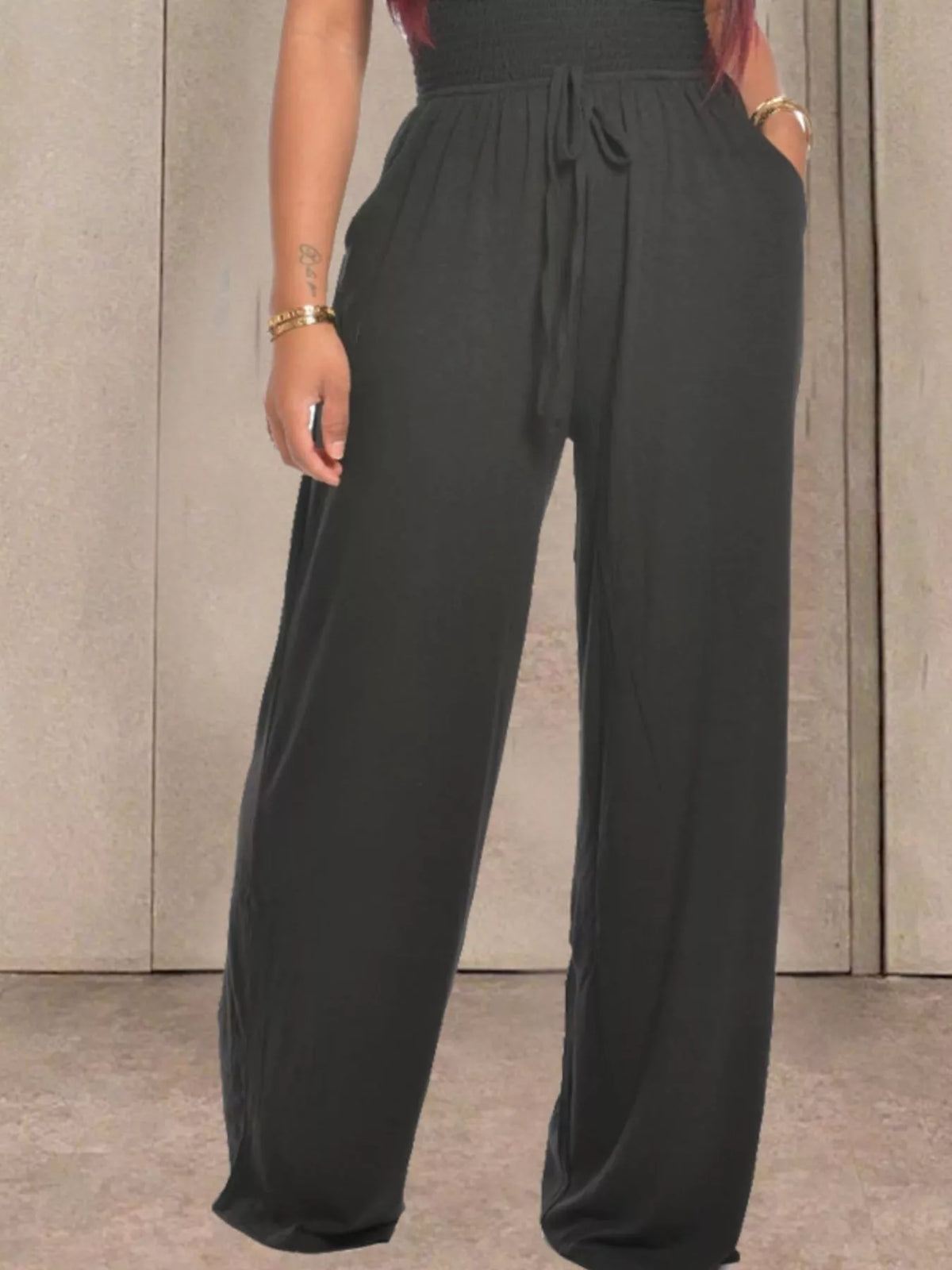 Modern Finesse Quinn Strapless Smocked Wide-Leg Jumpsuit