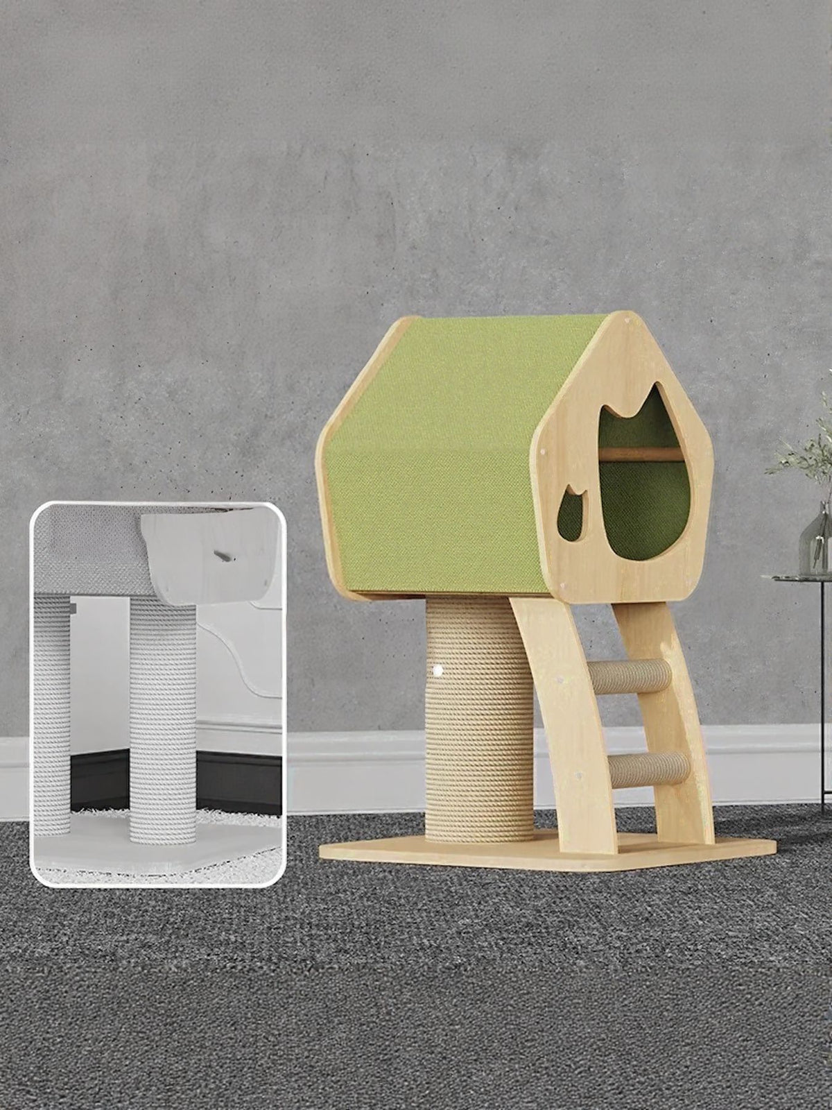 HOF Arden Modern Wooden Cat Condo with Scratching Post