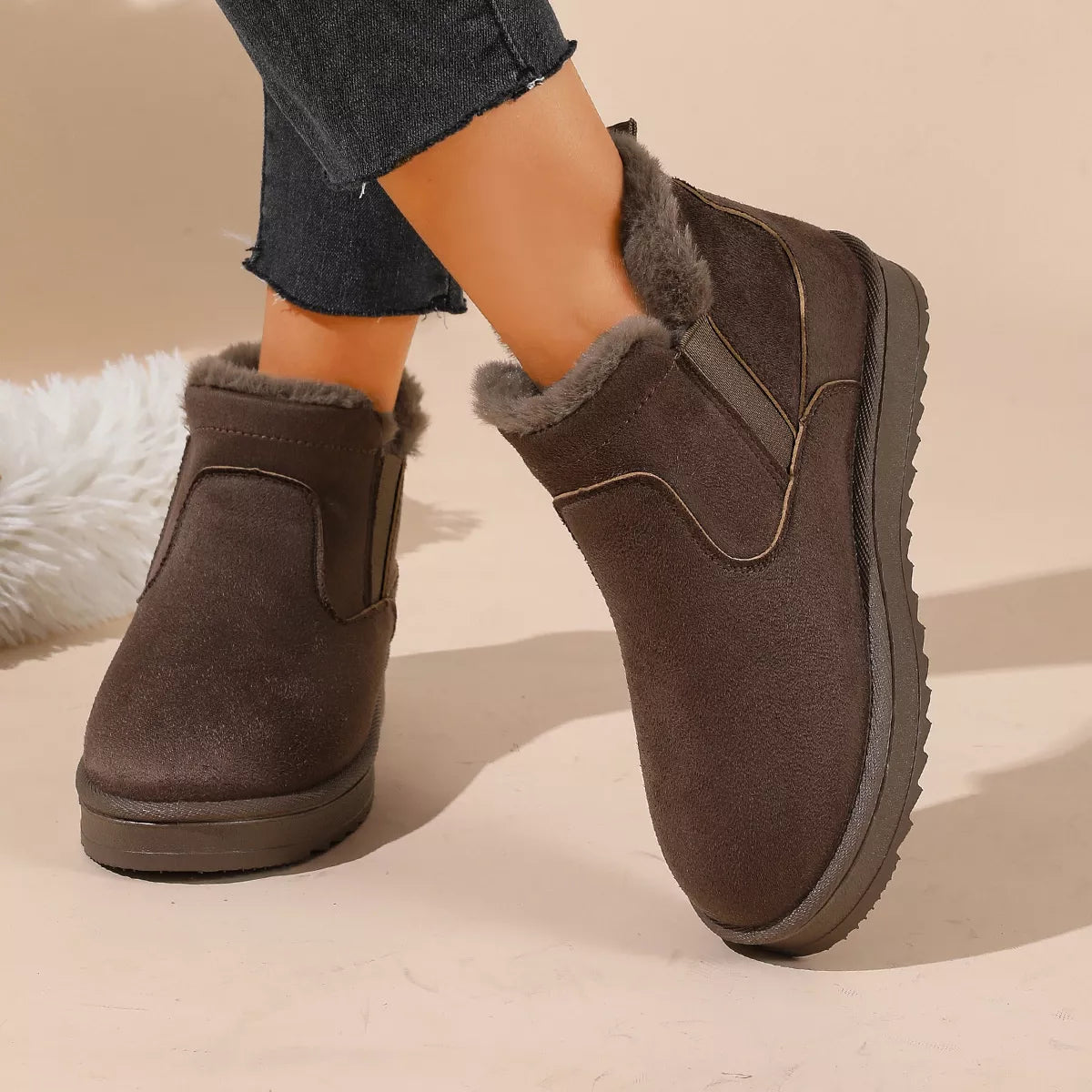 Modern Finesse Winter Walk Plush-Lined Suede Ankle Boots