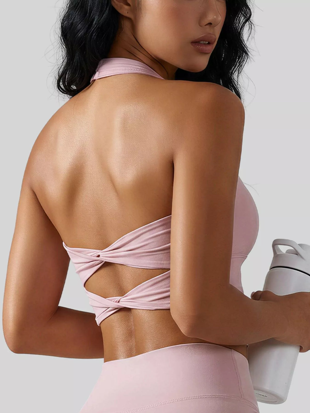 Modern Finesse Arden Twisted Back Halter Neck Active Bra