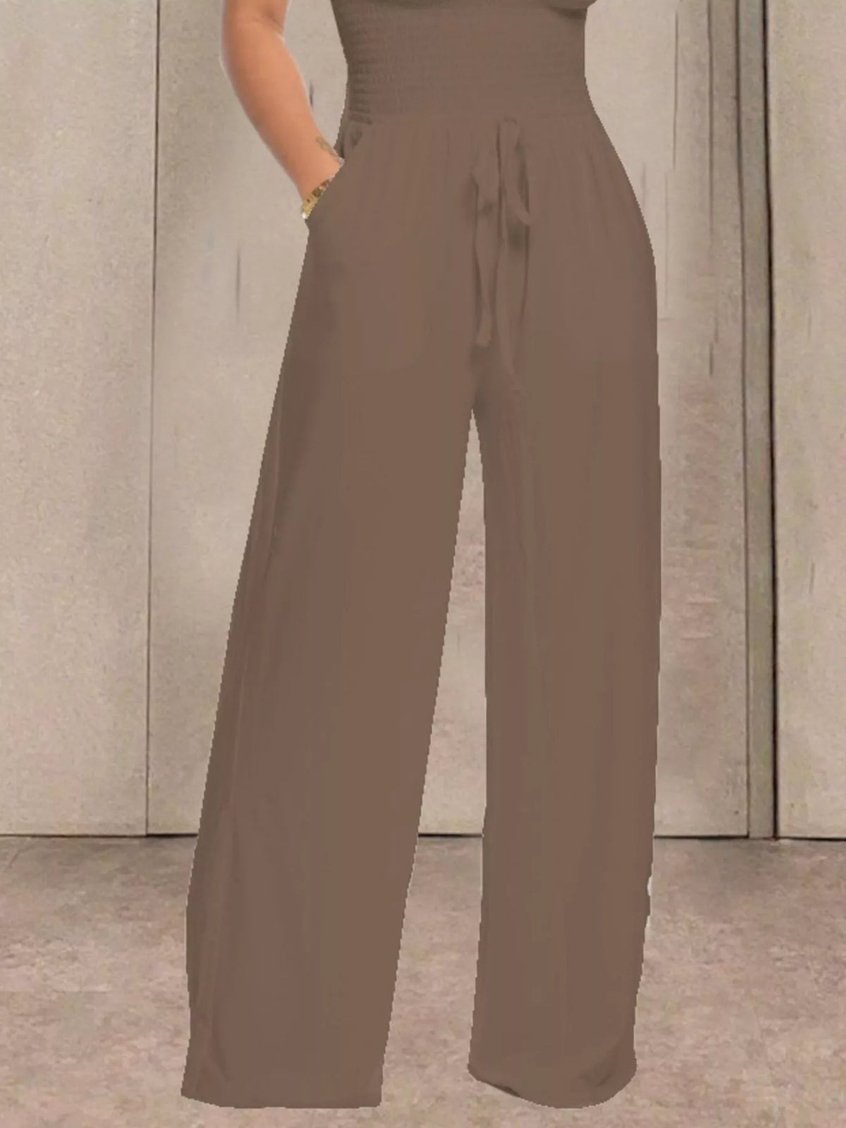 Modern Finesse Quinn Strapless Smocked Wide-Leg Jumpsuit