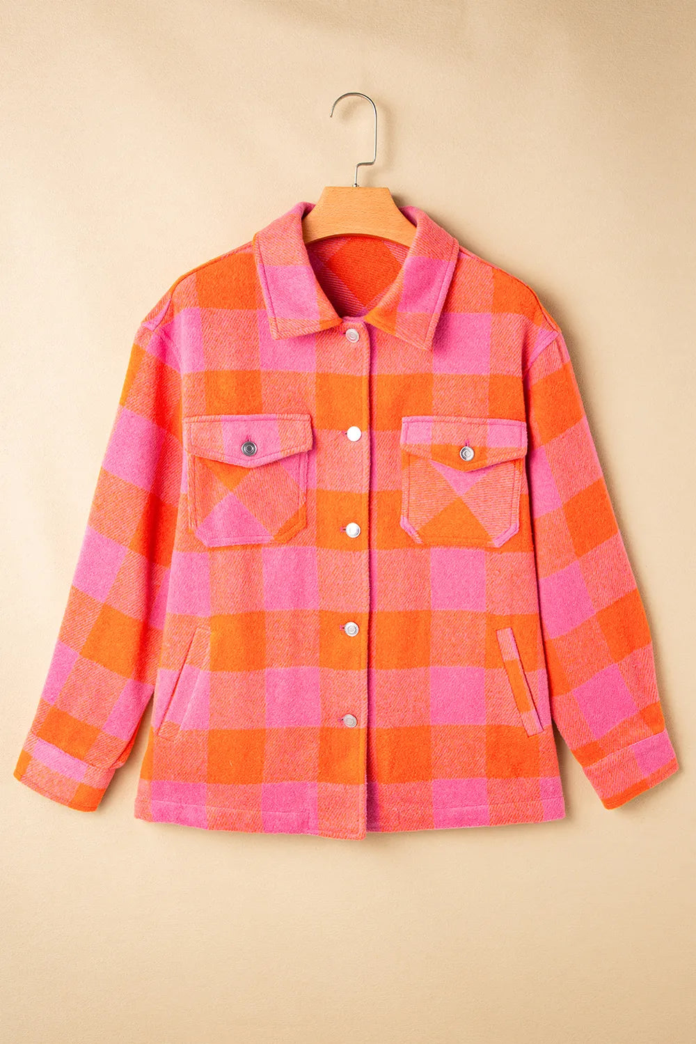 Modern Finesse Solace Plaid Collared Neck Button Up Jacket