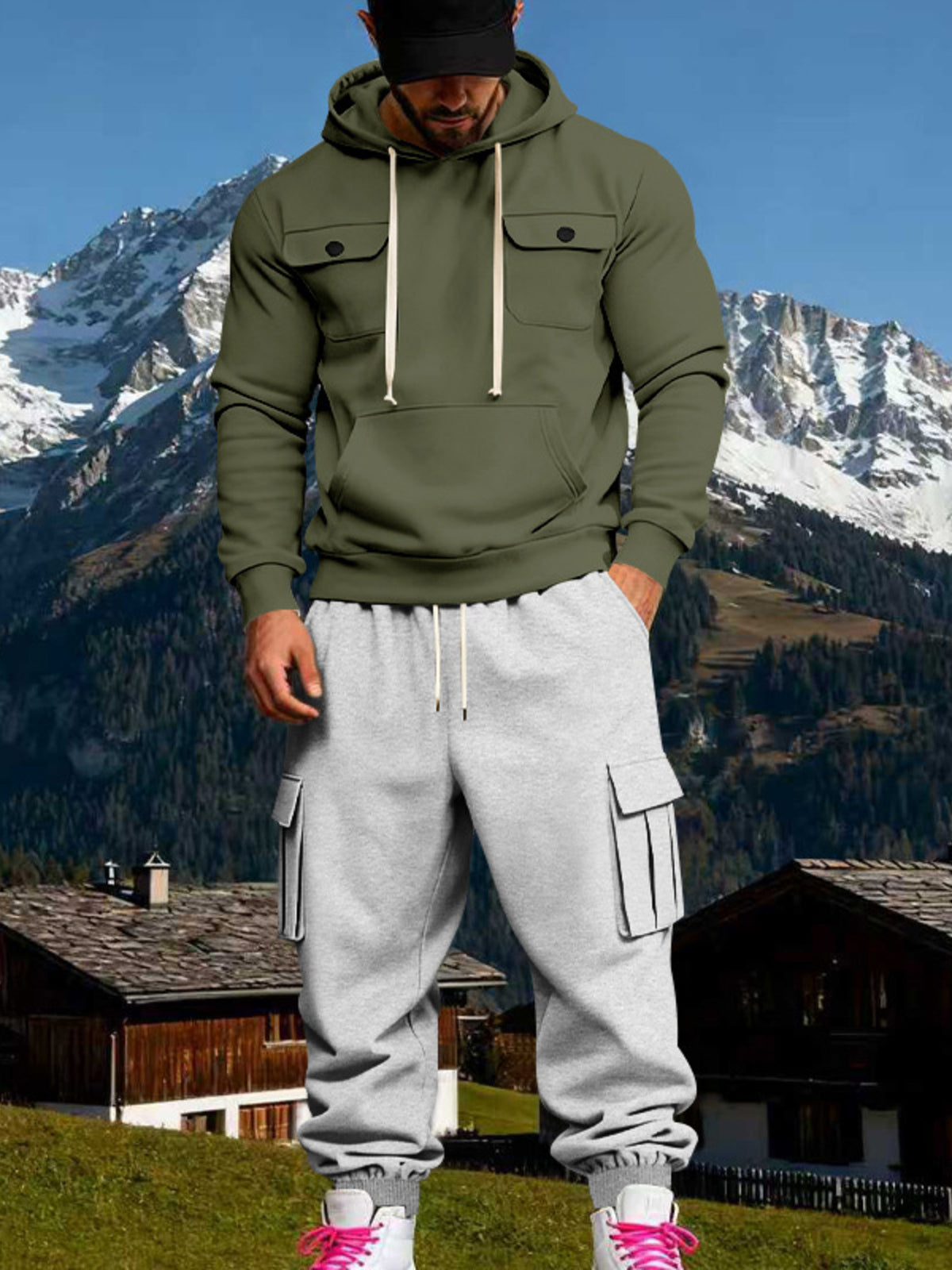 Rest Mode Hoodie & Sweatpants Set - Men's Plus Size