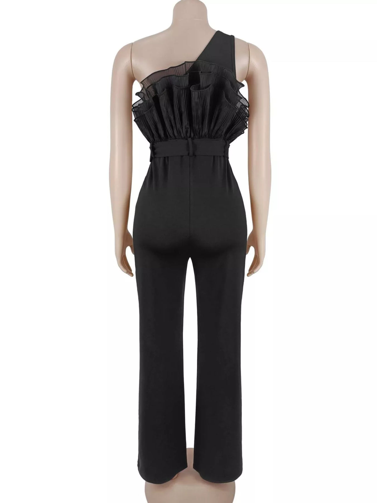 Modern Finesse Flora One-Shoulder Ruffled Wide-Leg Jumpsuit