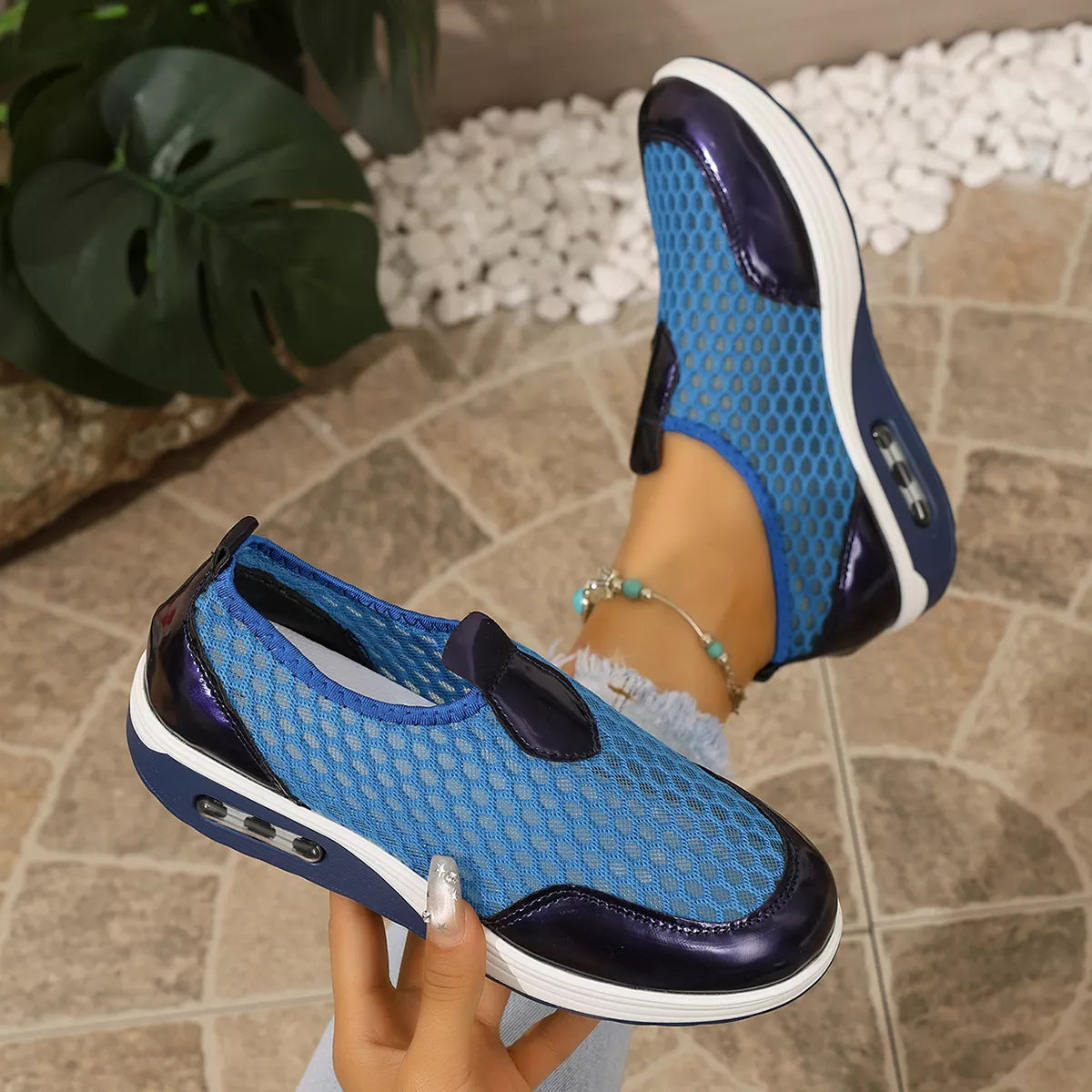 Modern Finesse Sienna Breathable Mesh Wedge Slip-Ons