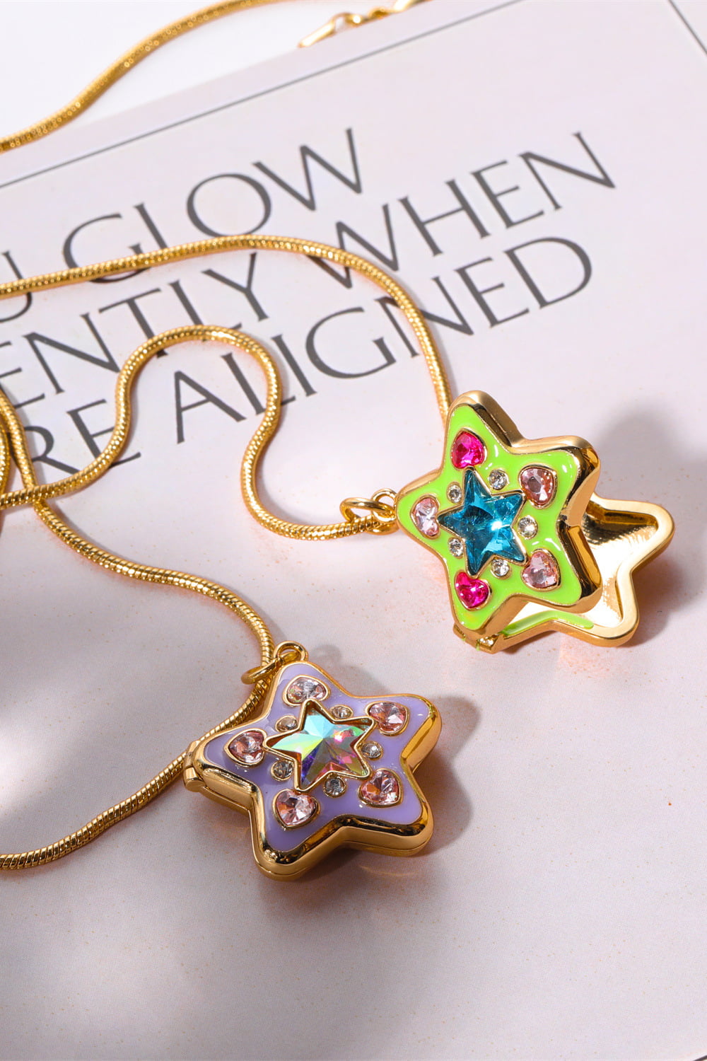 HOF Solace Rhinestone Decor Star Box Pendant Necklace