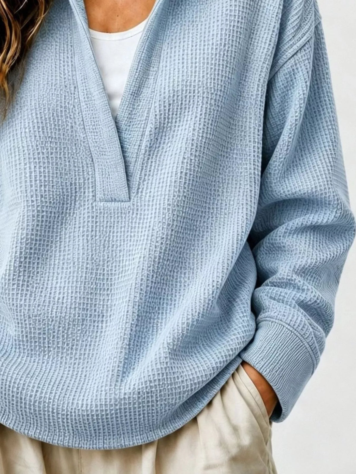 Modern Finesse Slow Sunday Waffle Sweatshirt