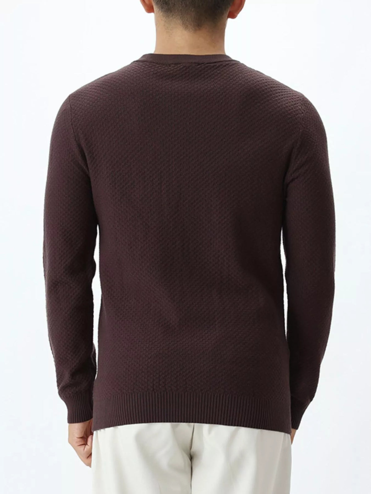 Modern Finesse Atlas Men's Textured Crew Neck Sweater — Extended Sizes