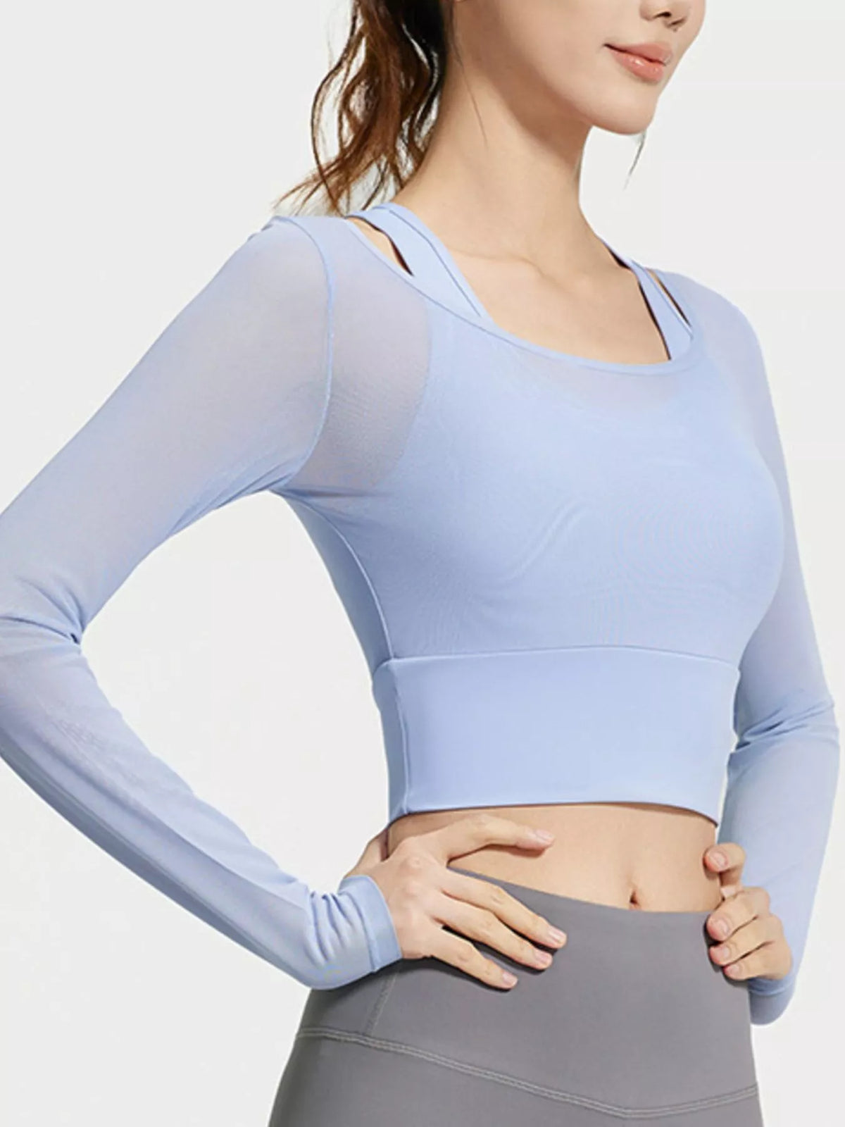 Modern Finesse Solace Long Sleeve Active T-Shirt with Built-in Bra