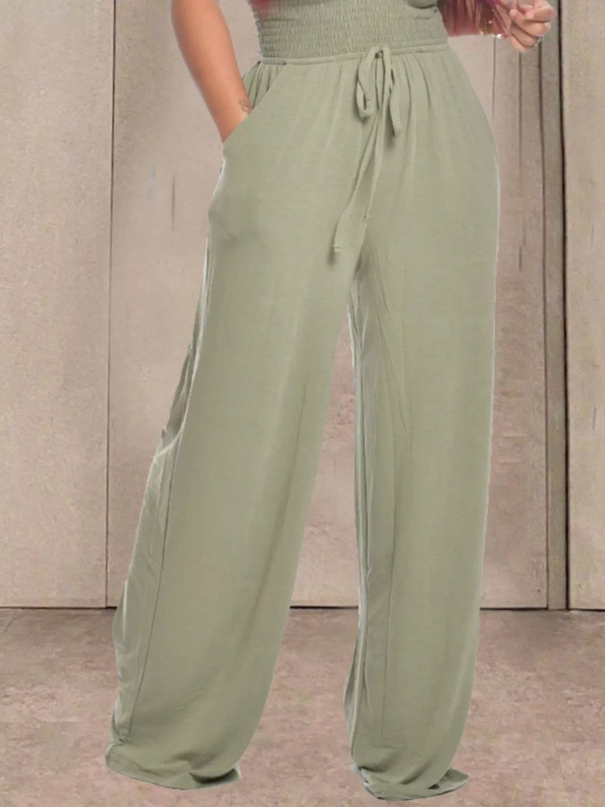 Modern Finesse Quinn Strapless Smocked Wide-Leg Jumpsuit